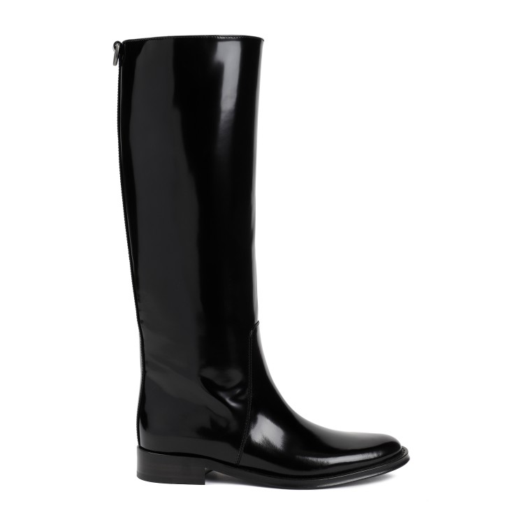 Saint Laurent Godiva Black Brushed Calf Leather Boots