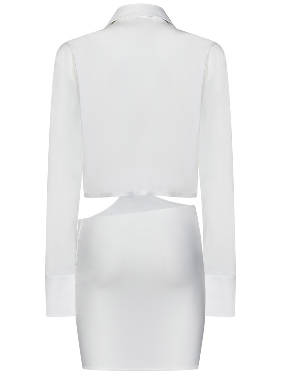 Shop Amazuìn Gwen Off-white Stretch Jersey Shirt Mini Dress