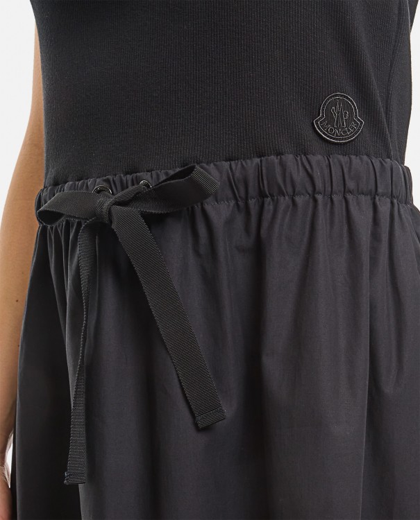 Shop Moncler Cotton Midi Dress In Black