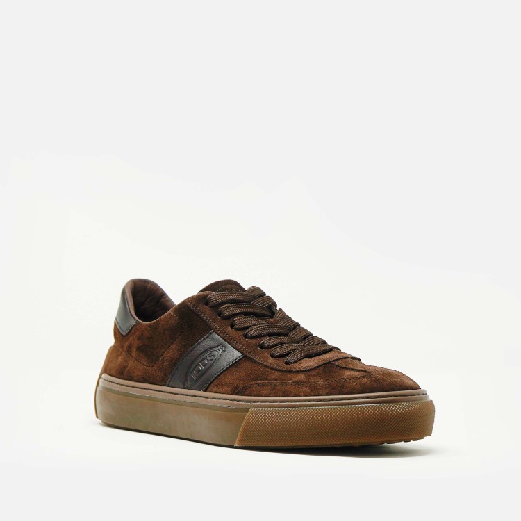 Shop Tod's Brown Suede Cassette Bottom Sneakers