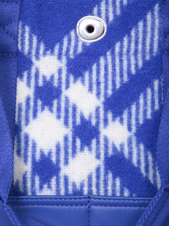 Shop Burberry Blue Pocket Check Tote Bag