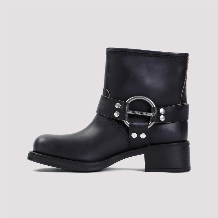 Shop Miu Miu Black Calf Leather Boots