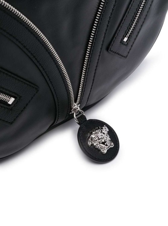 Shop Versace Small Repeat Shoulder Bag With Medusa Head In Black Leather