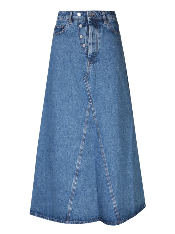 Shop Ganni Overdyed Denim Skirt In Blue