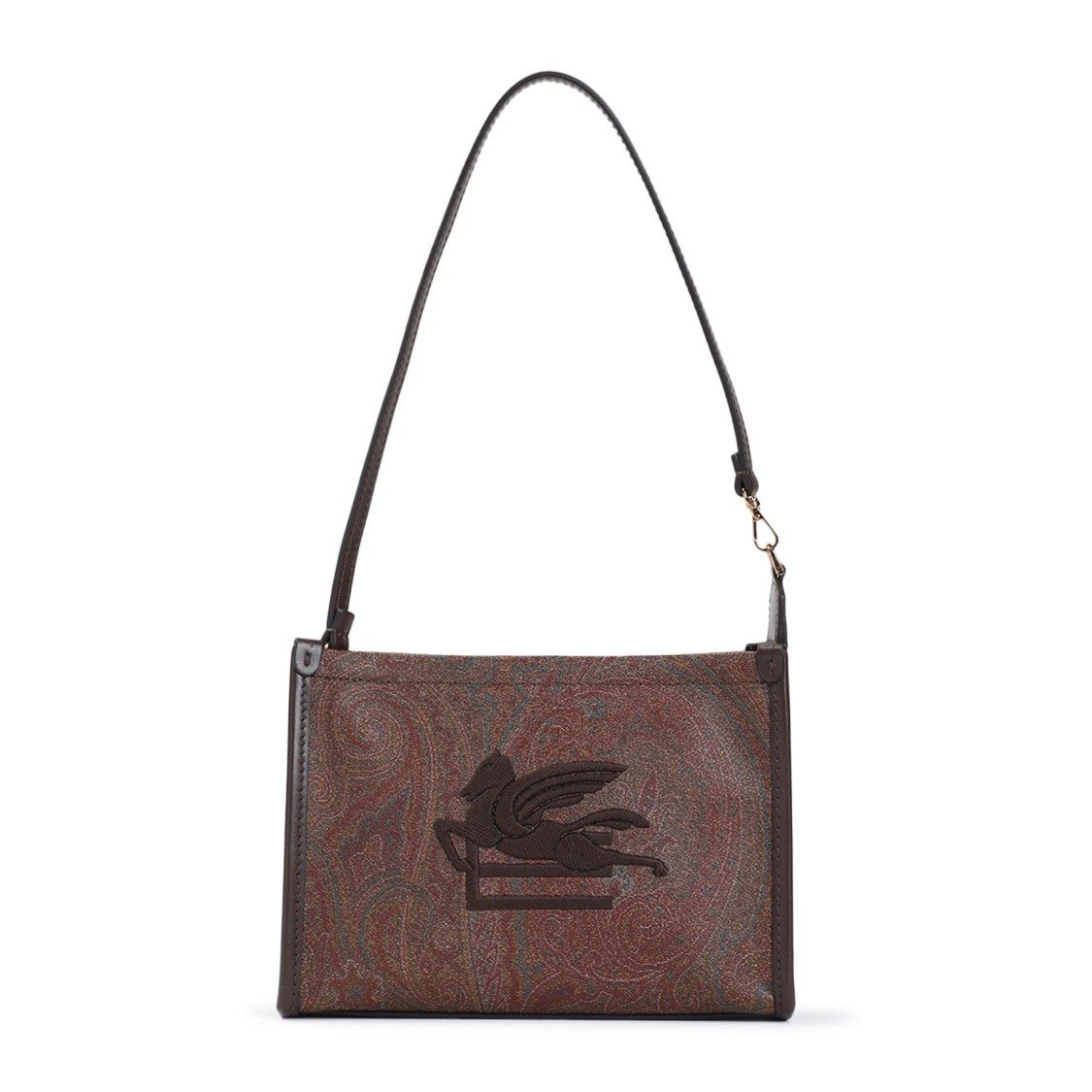 Etro Jacquard Zipped Shoulder Bag In Brown