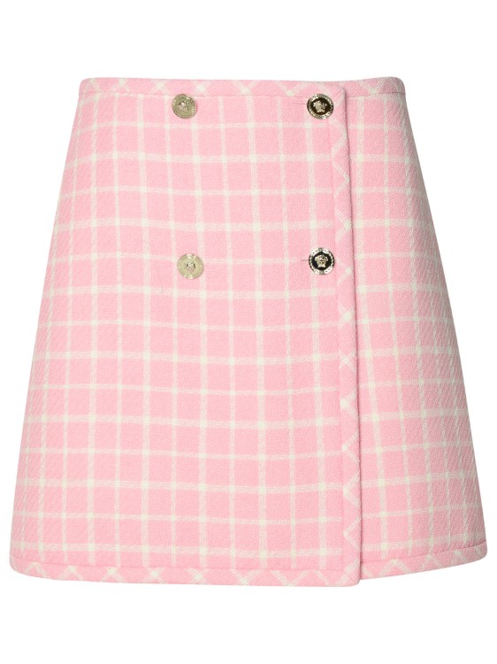 Shop Versace Minigonna Check In Pink