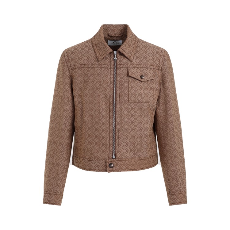 Shop Marine Serre Regenerated Moon Diamant Tailoring Jacquard Recycled Polyester Jacket In Brown