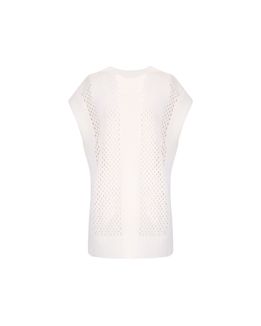 Takaturna Knit Vest With Elegant Design And Breathable Texture In White