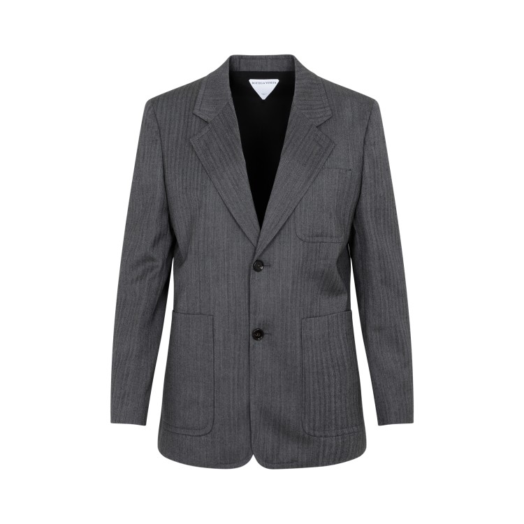 Bottega Veneta Chevron Pattern Jacket In Grey