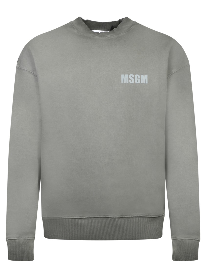 Msgm Light Grey Crewneck Sweatshirt In Grey
