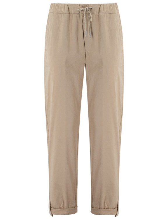 Panicale Grain Colored Cotton Blend Trousers In Neutrals
