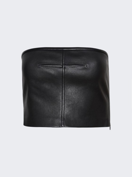 ALEXANDER WANG LEATHER BODYCON TUBE TOP BLACK 1WC1231745