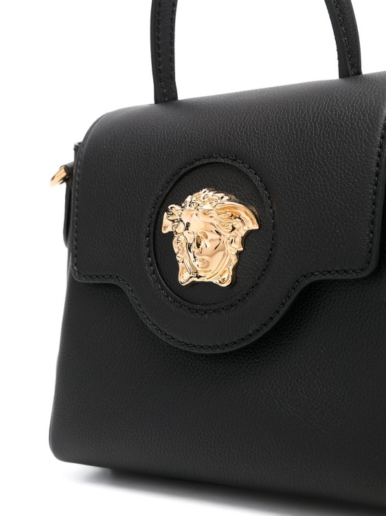 Shop Versace Black Leather La Medusa Top-handle Tote Bag