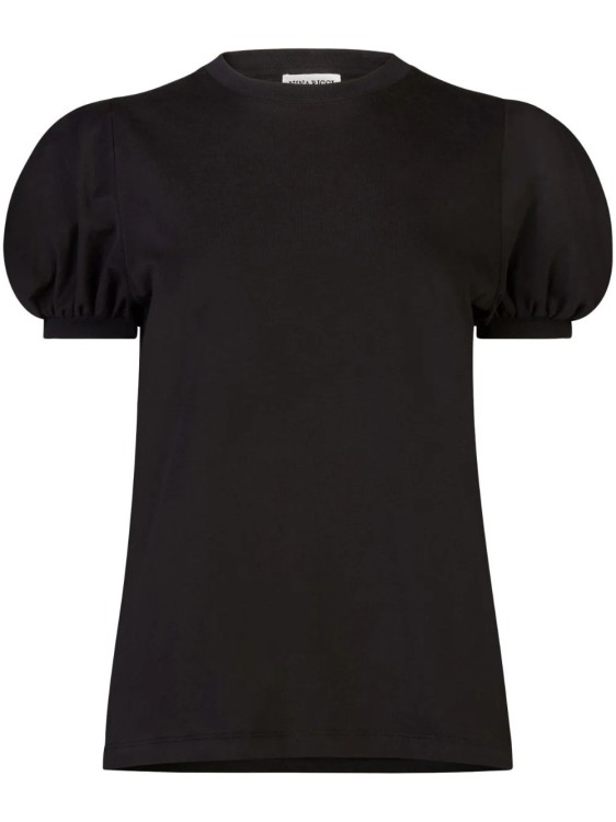 Shop Nina Ricci Black Puff-sleeves T-shirt