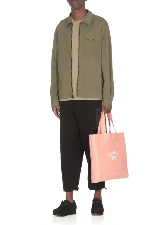 Shop Woolrich Pink Cotton Shoulder Bag In Neutrals