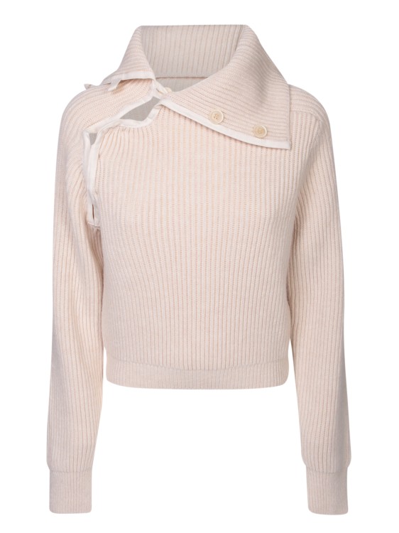 Shop Jacquemus Asymmetric Mock-neck Sweater In Neutrals