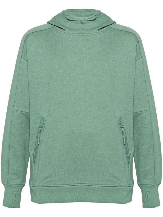 Shop C.p. Company Goggles-detail Green Cotton Hoodie