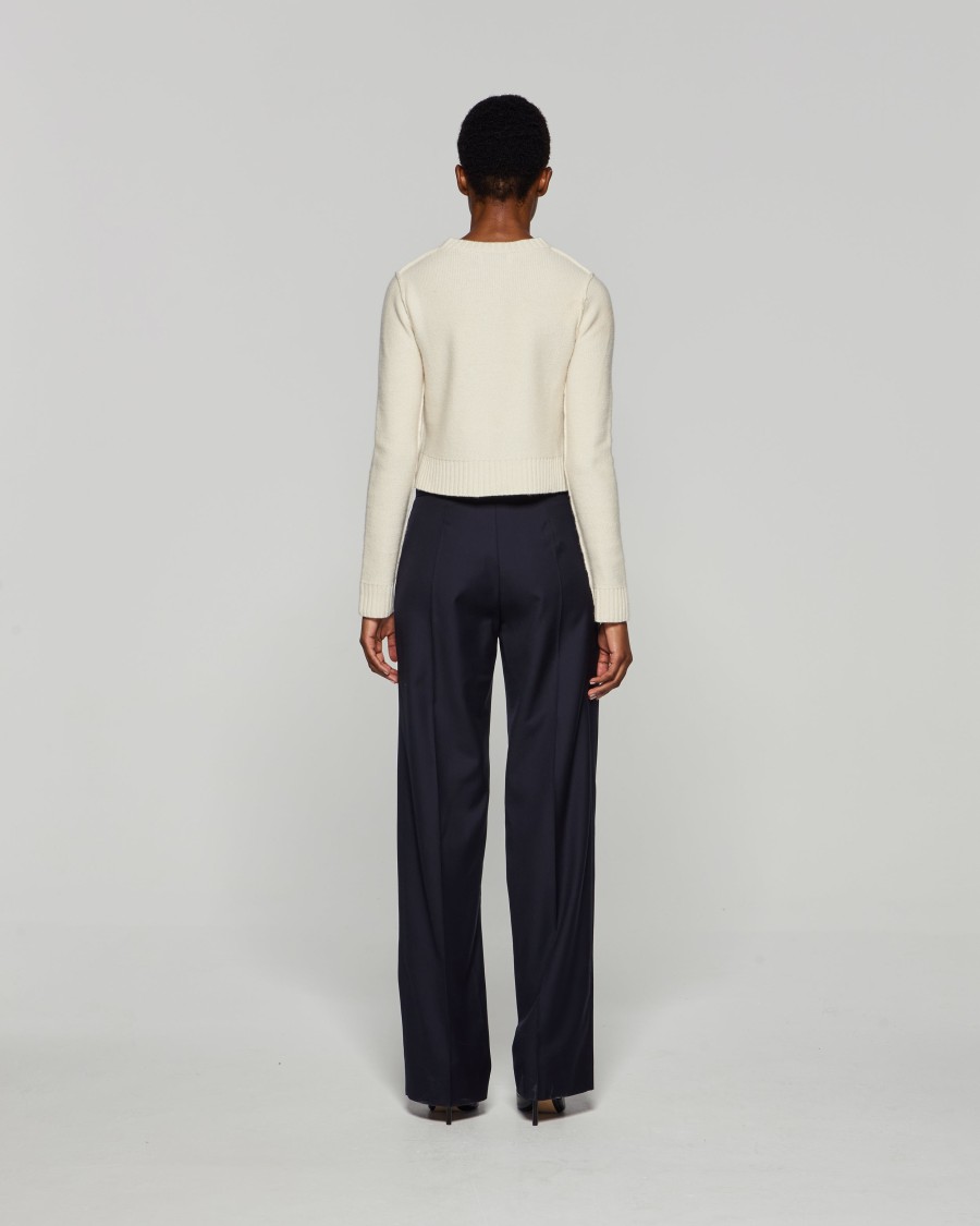 Serena Bute Wool Tapered Trouser - Navy In Blue