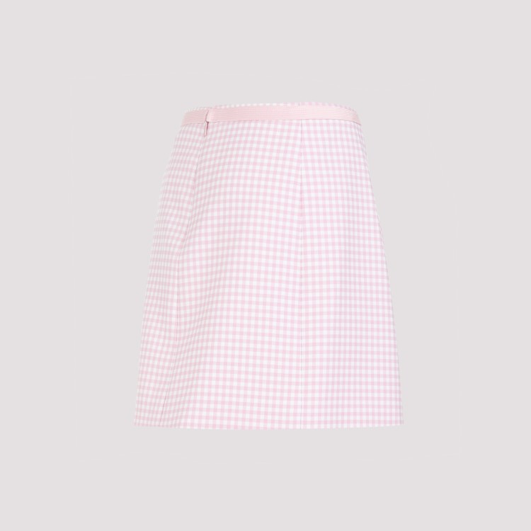 Shop Versace Pastel Pink Virgin Wool Vichy Mini Skirt In White