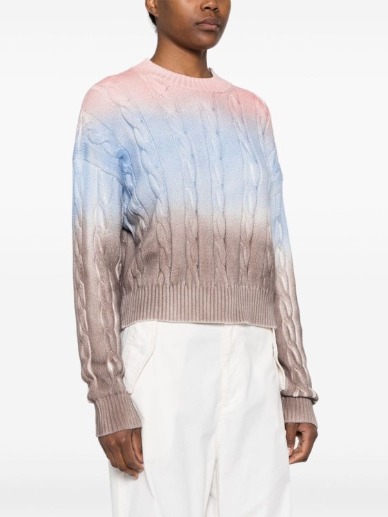 Shop Msgm Multicolored Cable Knit Sweater