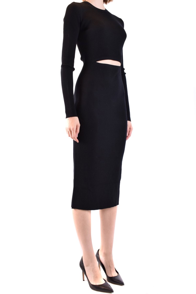 Diesel Cut Out-detail Ribbed Midi Dress In Black