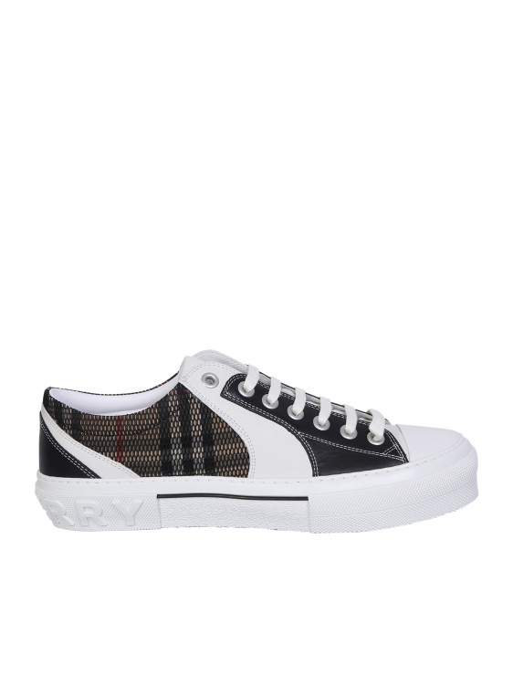 BURBERRY BEIGE LACE-UP SNEAKERS WITH VINTAGE CHECK PATTERN