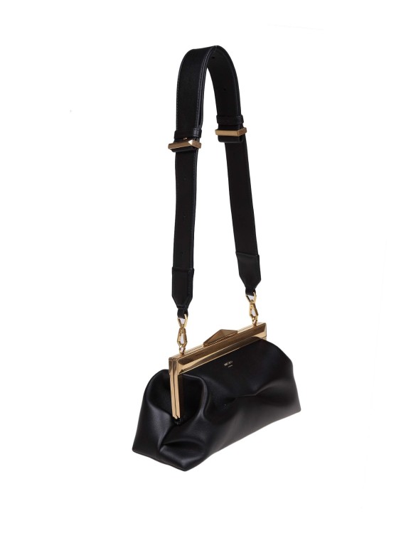 Jimmy Choo Aqk Frame Clutch Bag In Soft Black Leather In Black