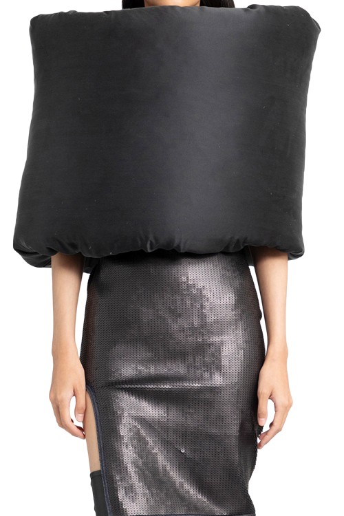 RICK OWENS LUXOR DONUT COWL IN SILK CHARMEUSE