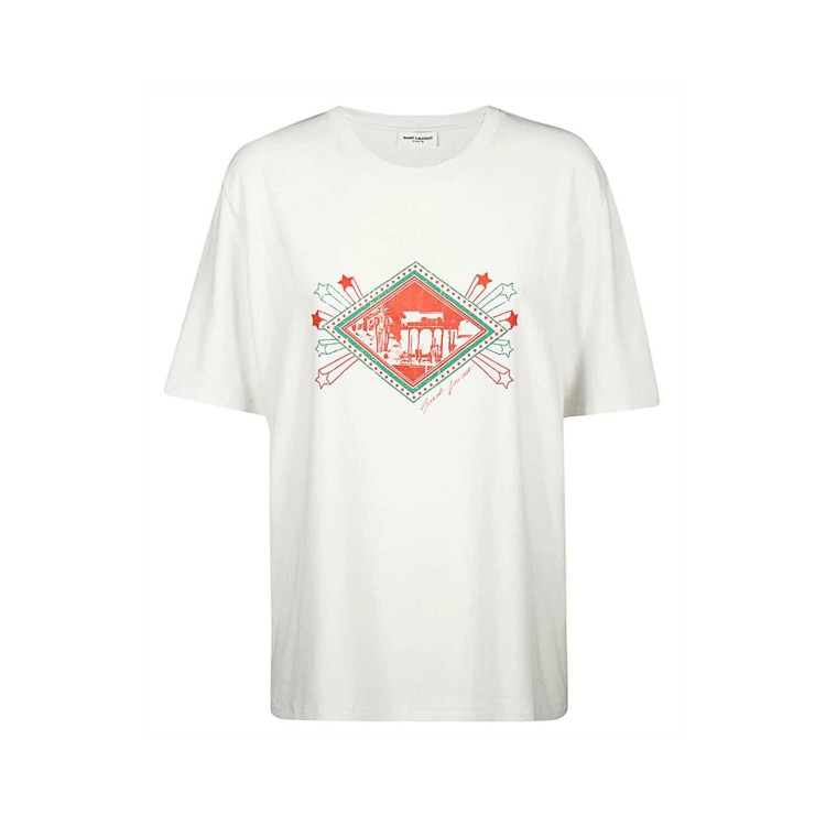 Shop Saint Laurent Cotton Logo T-shirt In White