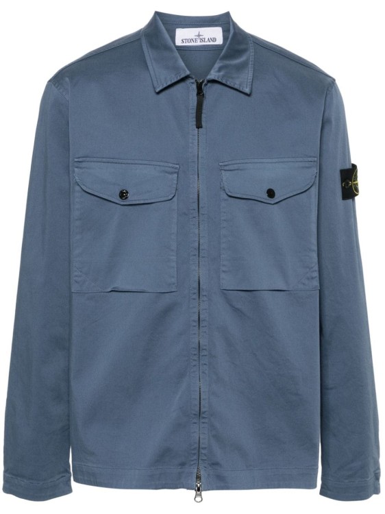 Shop Stone Island Compass-badge Shirt Jacket In Blue