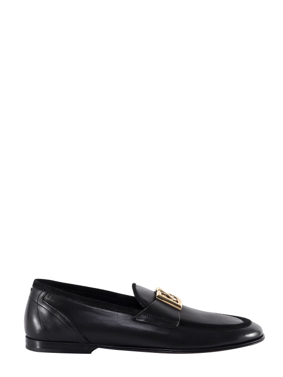 Dolce & Gabbana Leather Loafer With Logo Detail In Black