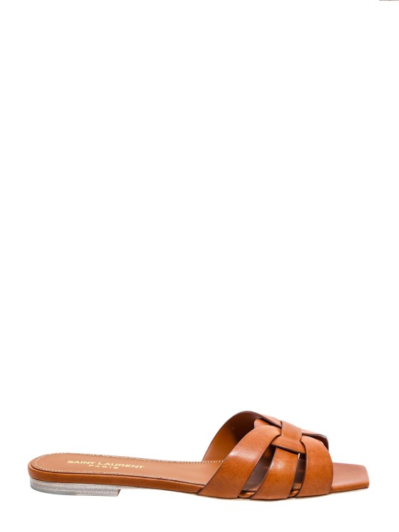 Saint Laurent Leather Flat Sandals In Orange