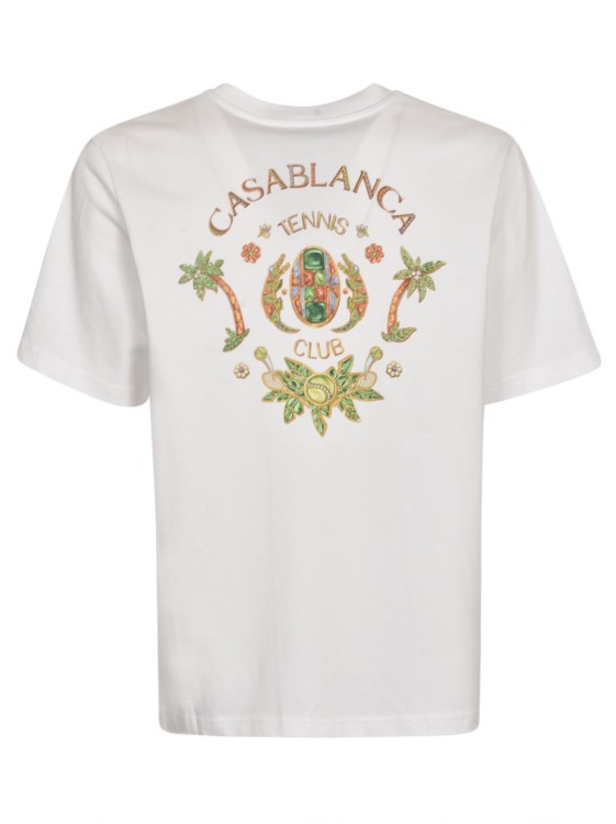Shop Casablanca White Logo Print T-shirt