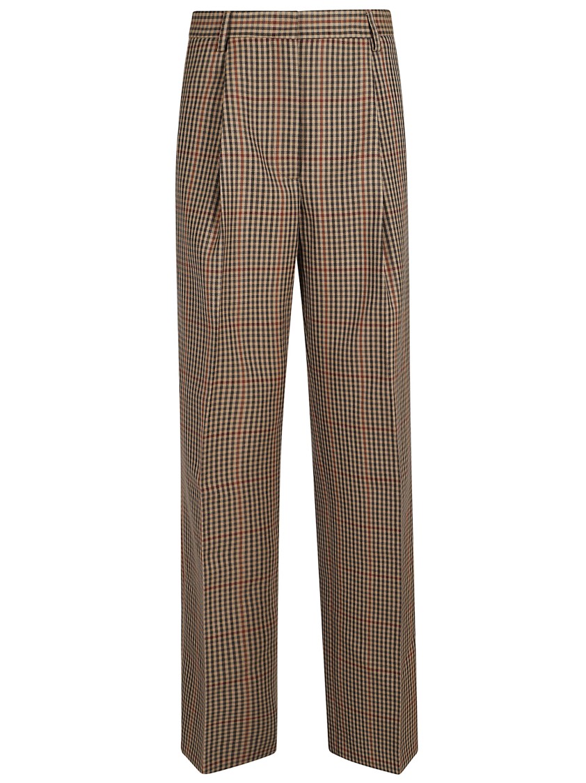 Dries Van Noten 9048 Checked Wide Leg Trousers In Brown