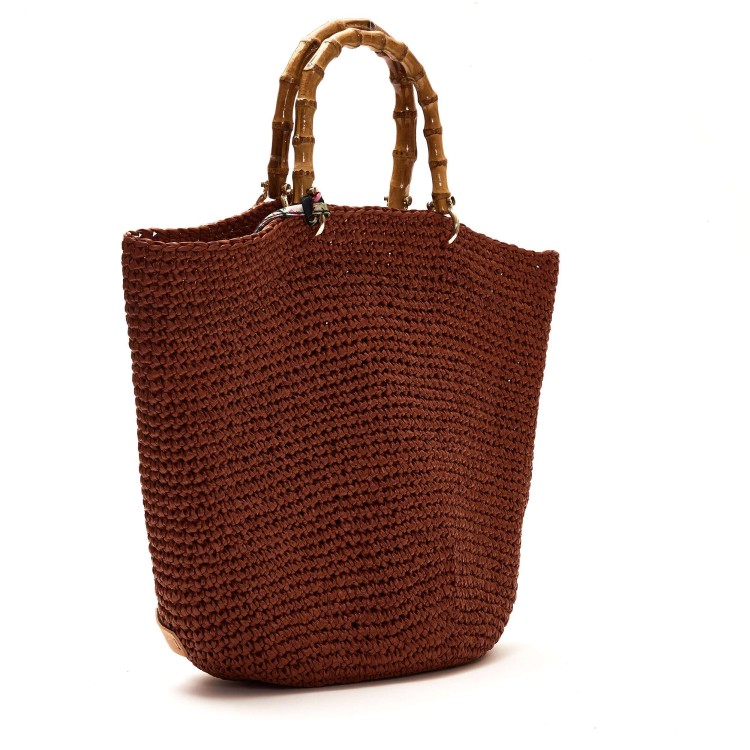 Shop Chica Large Rust Crochet Bag In Burgundy