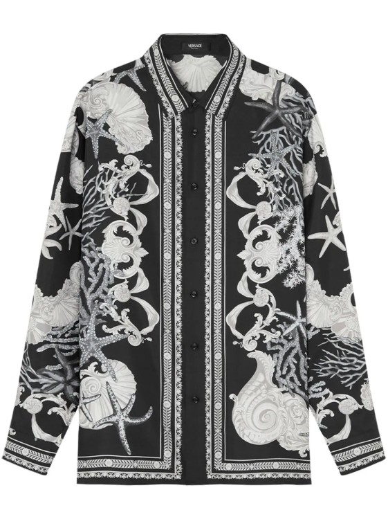 Versace Black Barocco Sea Silk Shirt