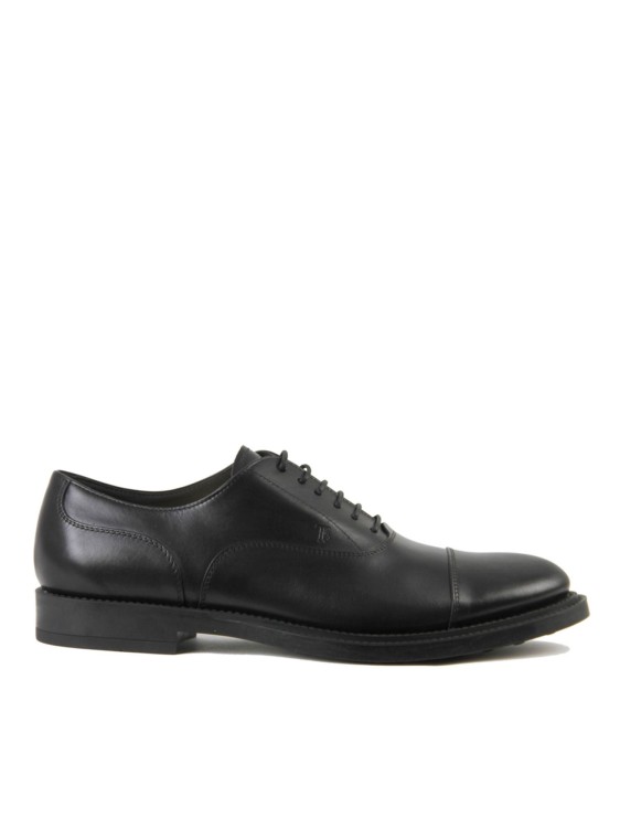 Shop Tod's Black Leather Oxford Shoes In Neutrals