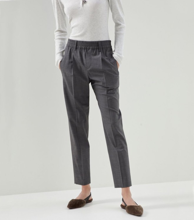 Shop Brunello Cucinelli Grey Wool Trousers
