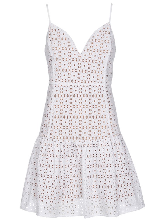 Michael Kors Corded Floral Lace Mini Slip Dress In White