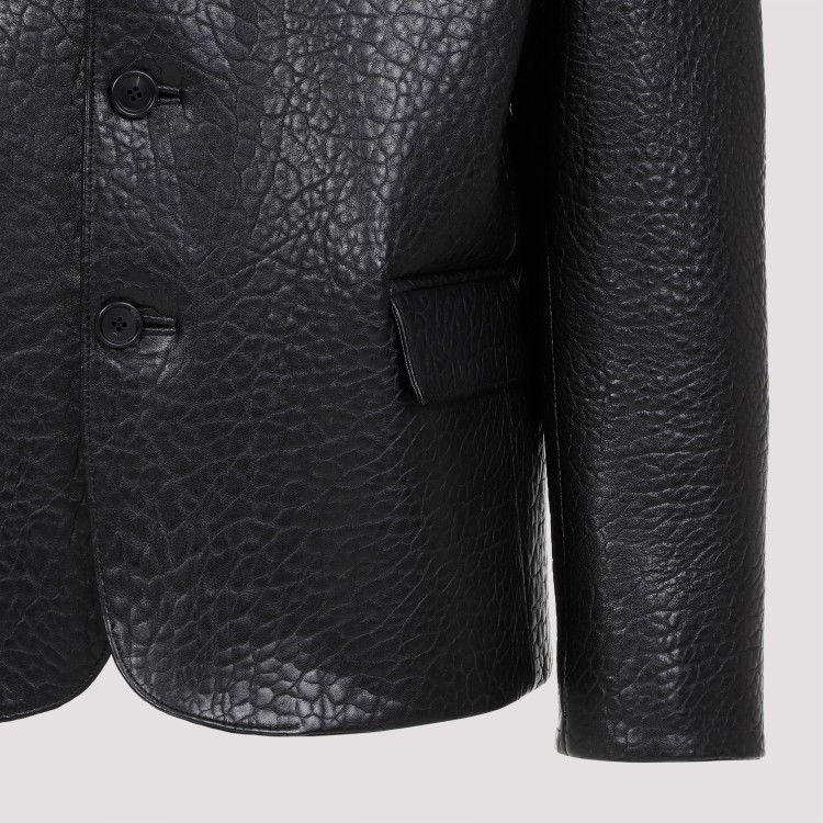 Shop Prada Black Croco Embossed Lamb Leather Jacket
