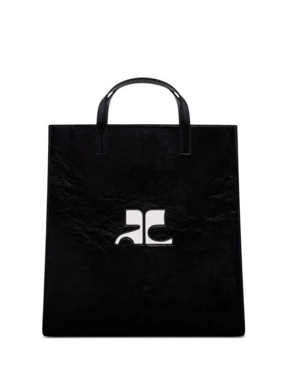 Shop Courrèges Heritage Naplack Leather Tote Bag In Black