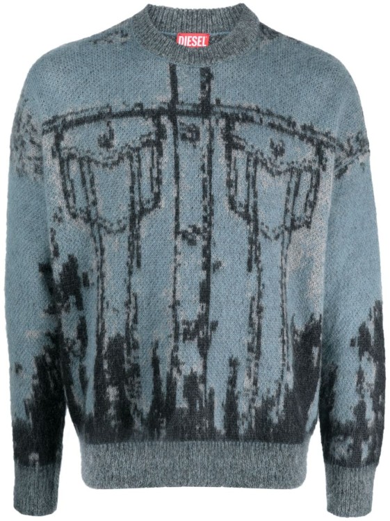 Shop Diesel K-patmos Patterned-intarsia Sweatshirt In Grey