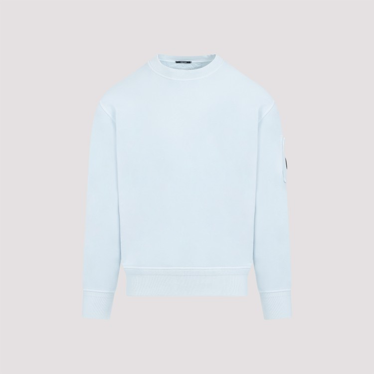 Shop C.p. Company Fleece Lens Starlight Blue Cotton Sweatshirt In White