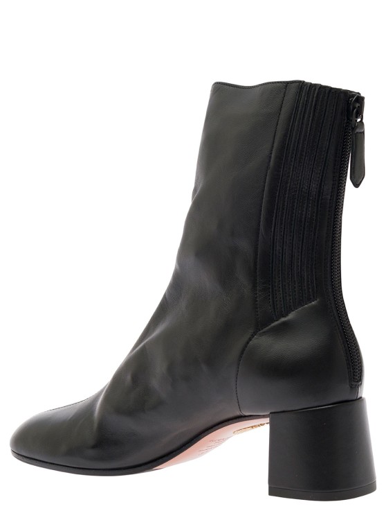 Shop Aquazzura Saint Honorè' Black Bootie With Block Heel In Smooth Leather