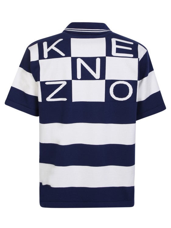 Shop Kenzo Striped-pattern Cotton Polo In Blue