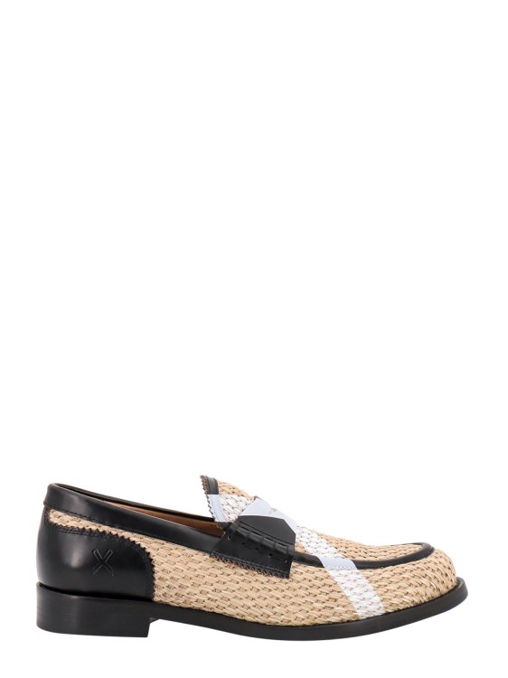 Shop College Raffia And Leather Loafers In Neutrals