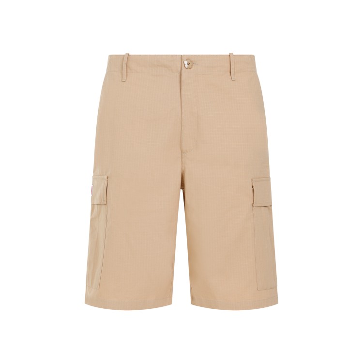 Shop Kenzo Camel Cotton Workwear Shorts In Brown