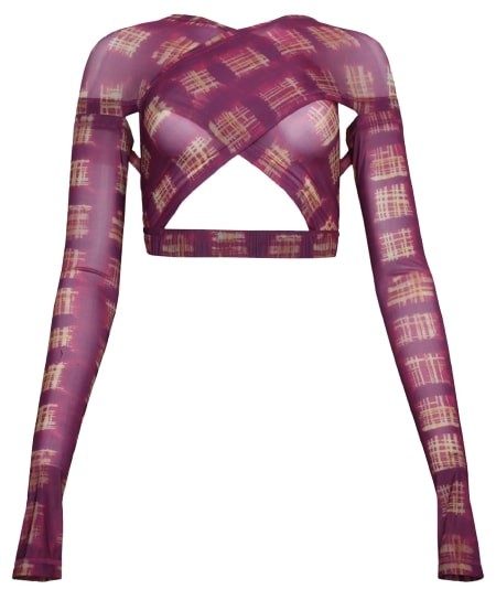 Knwls Print Mesh Cropped Top In Pink