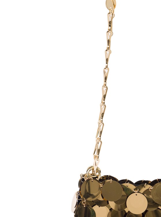 Shop Rabanne Sparkle Nano' Gold Tone Shoulder Bag With Macro Sequins In Metal In Brown