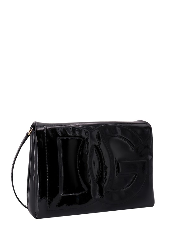 Shop Dolce & Gabbana Patent Leather Shoulder Bag With Monogram In Black